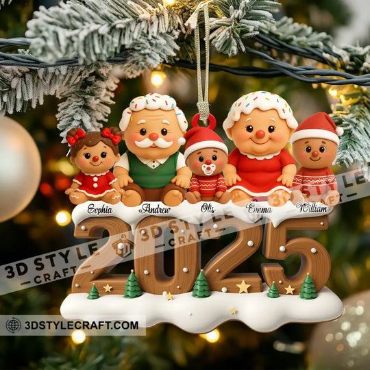 Gingerbread Family Home Decor, Christmas Ornament, Personalized Ornament style option 3