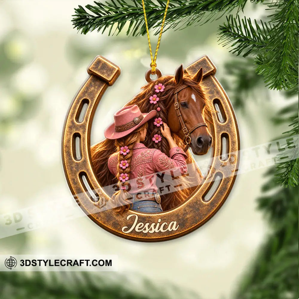 Girl Loves Horse Home Decor Christmas Ornament Personalized Ornament - Ornament