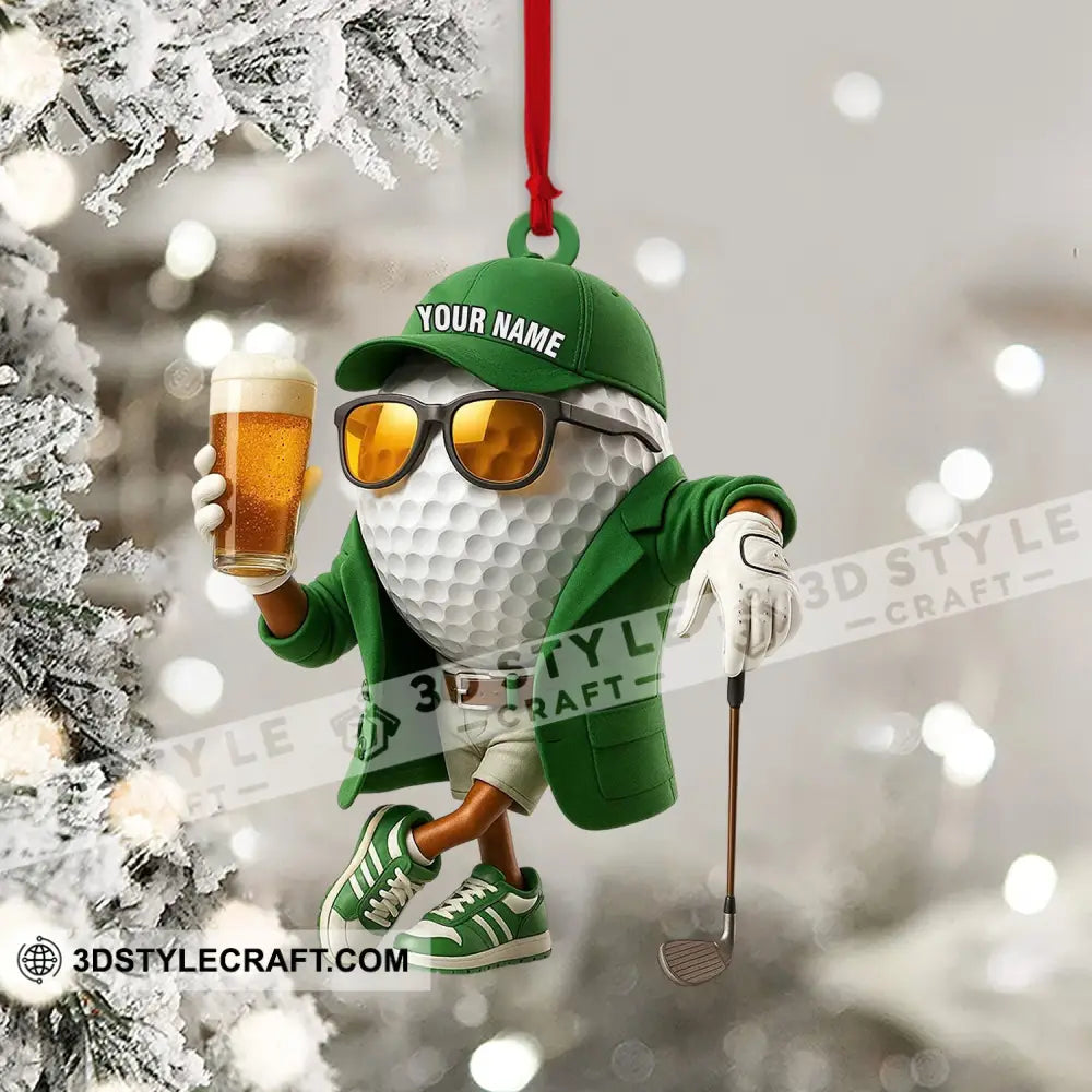 Golf And Beer Man Christmas Home Decor Christmas Ornament Personalized Ornament Ornament
