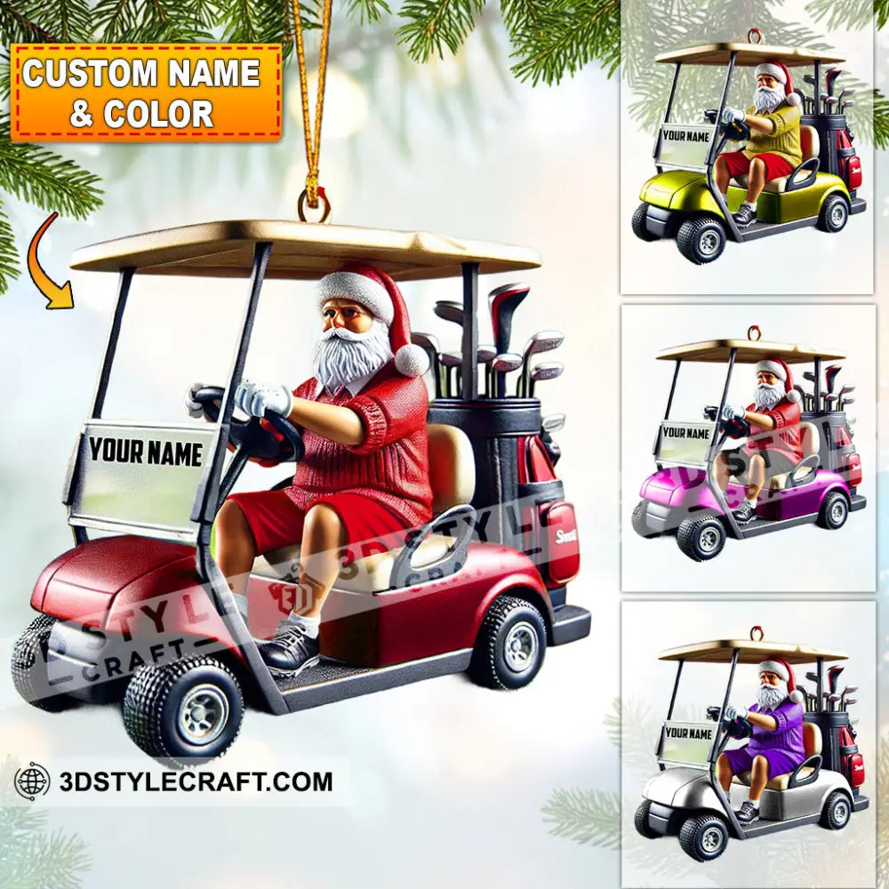 Golf Cart Santa Christmas Ornament Personalized 3.54’’ / 1