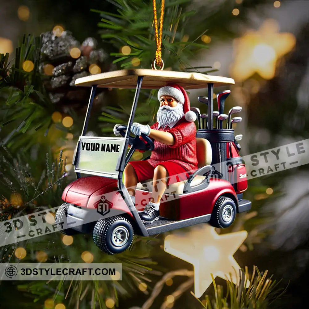 Golf Cart Santa Christmas Ornament Personalized