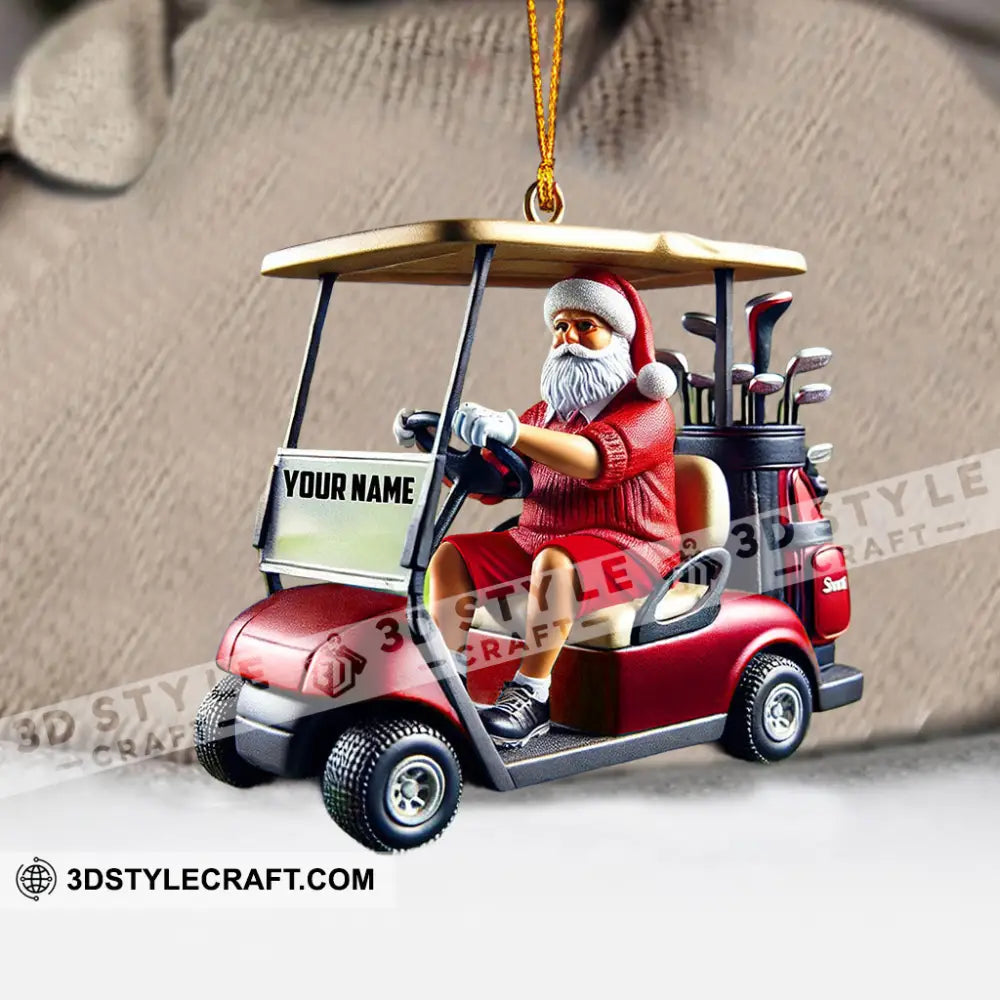 Golf Cart Santa Christmas Ornament Personalized