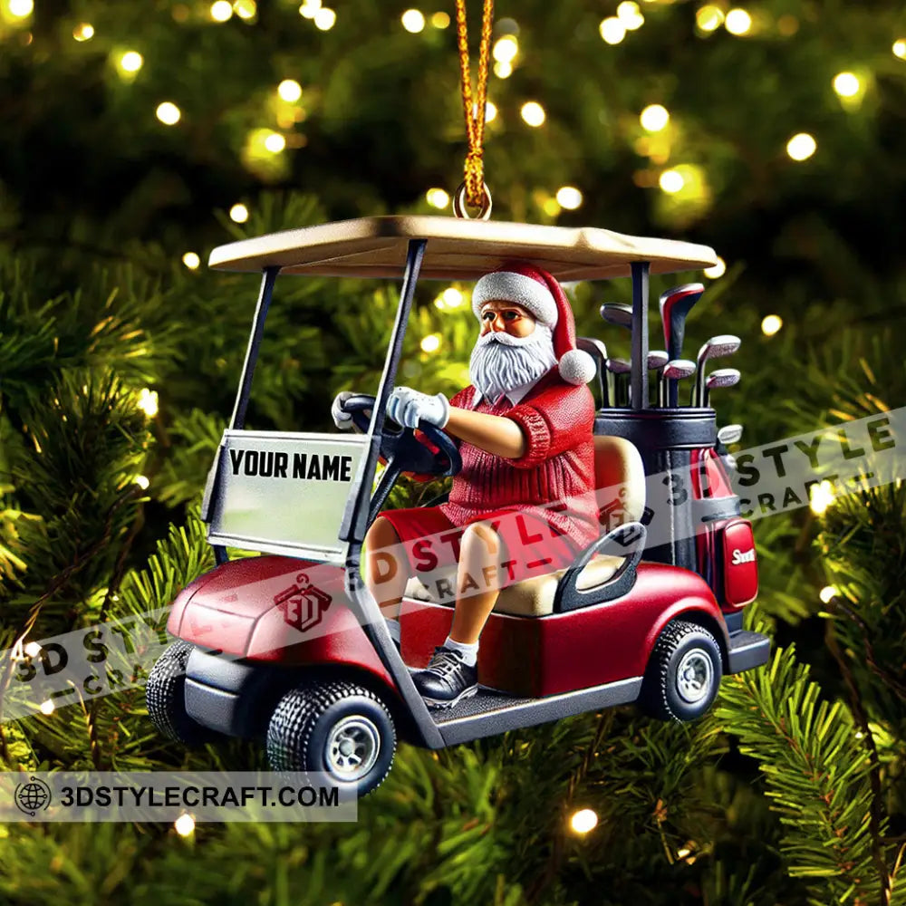 Golf Cart Santa Christmas Ornament Personalized