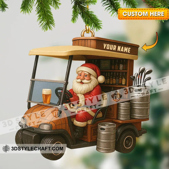 Golf Santa, Home Decor, Christmas Ornament, Personalized Ornament style option 1
