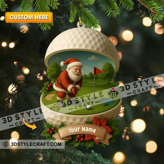 Golf Santa, Home Decor, Christmas Ornament, Personalized Ornament style option 1
