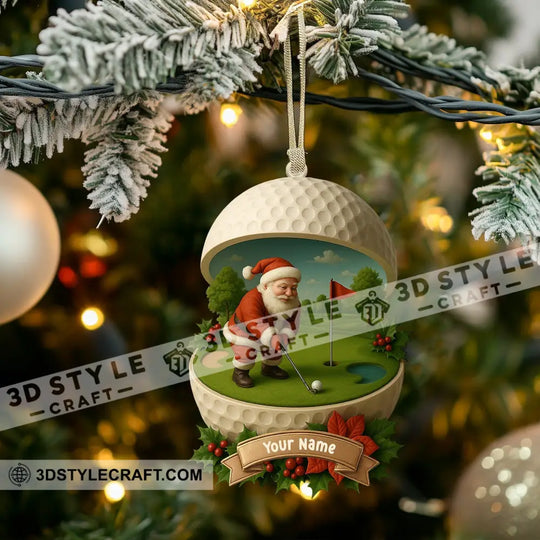 Golf Santa, Home Decor, Christmas Ornament, Personalized Ornament style option 3