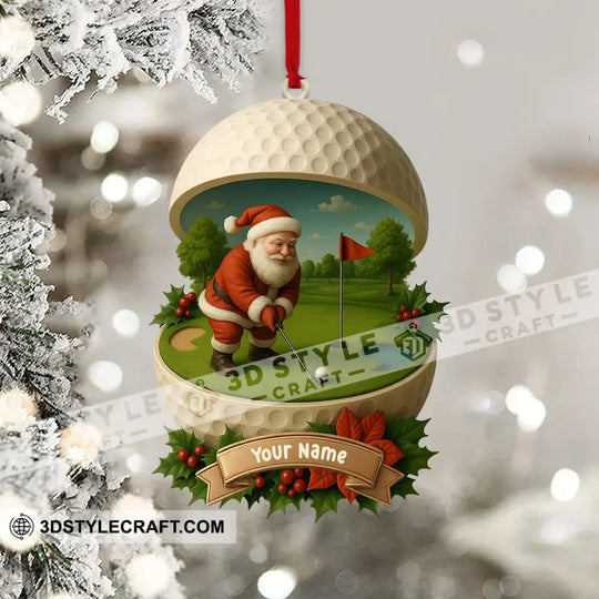 Golf Santa, Home Decor, Christmas Ornament, Personalized Ornament style option 4