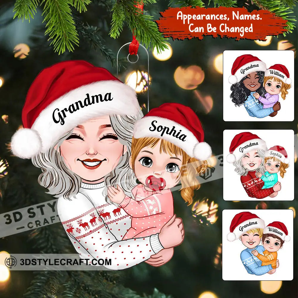 Grandma Carried The Kid Christmas Decor - Personalized Acrylic Ornament Gift For Family / 1 Pack