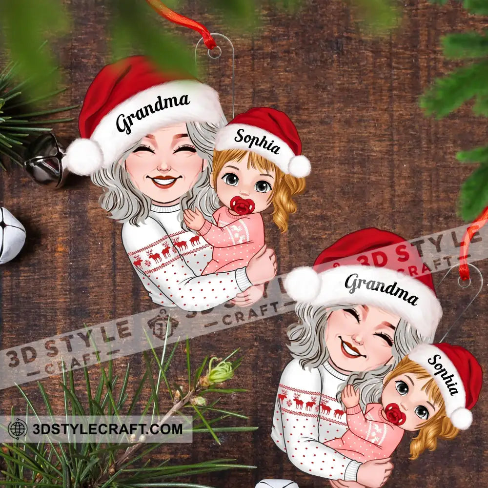 Grandma Carried The Kid Christmas Decor - Personalized Acrylic Ornament Gift For Family