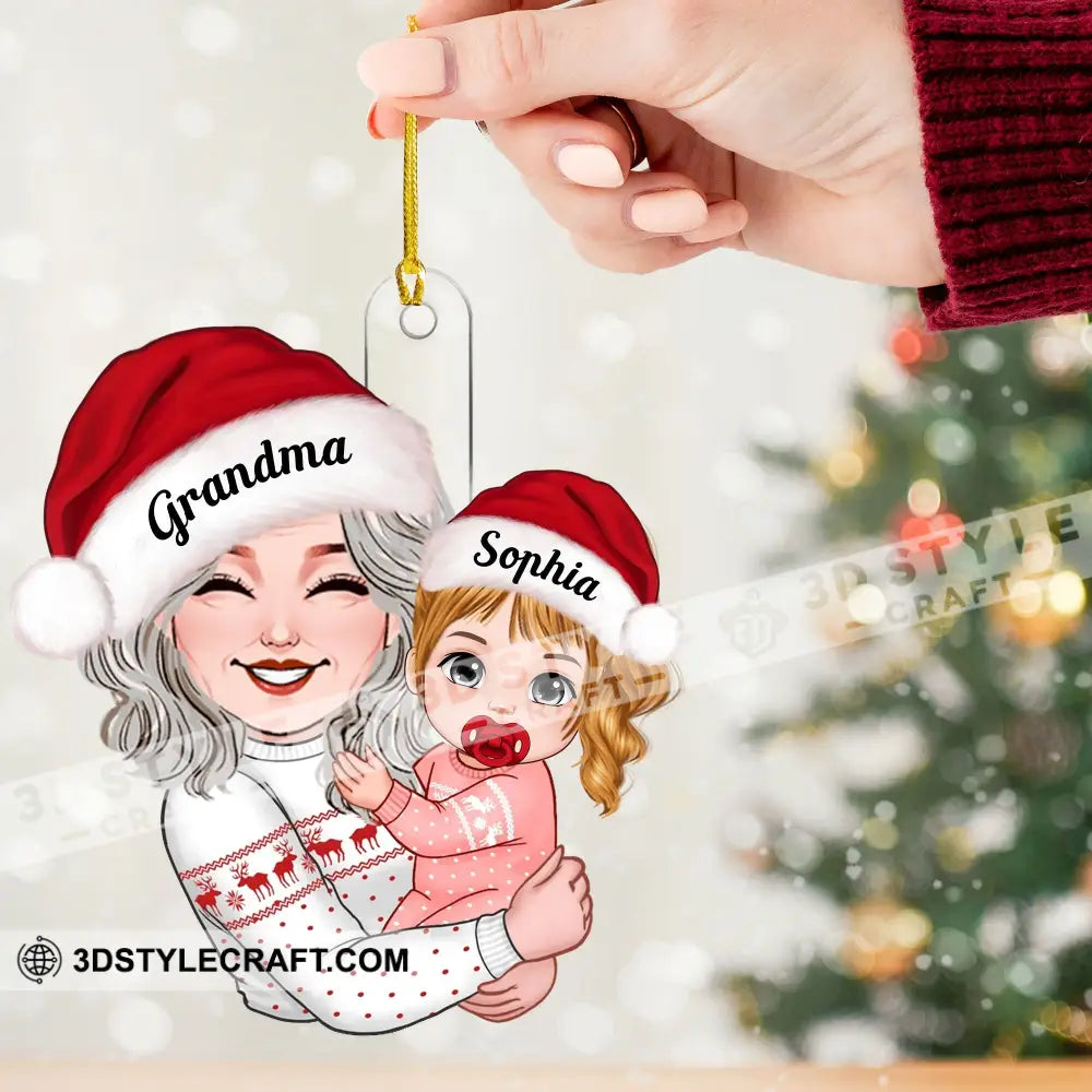 Grandma Carried The Kid Christmas Decor - Personalized Acrylic Ornament Gift For Family