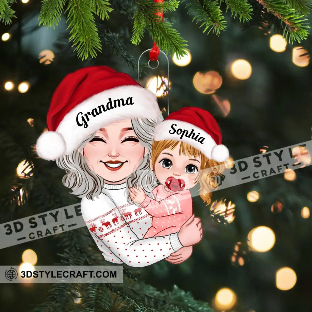 Grandma Carried The Kid Christmas Decor - Personalized Acrylic Ornament Gift For Family