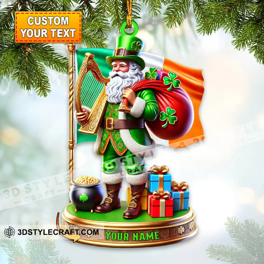 Green Santa Ornament Personalized