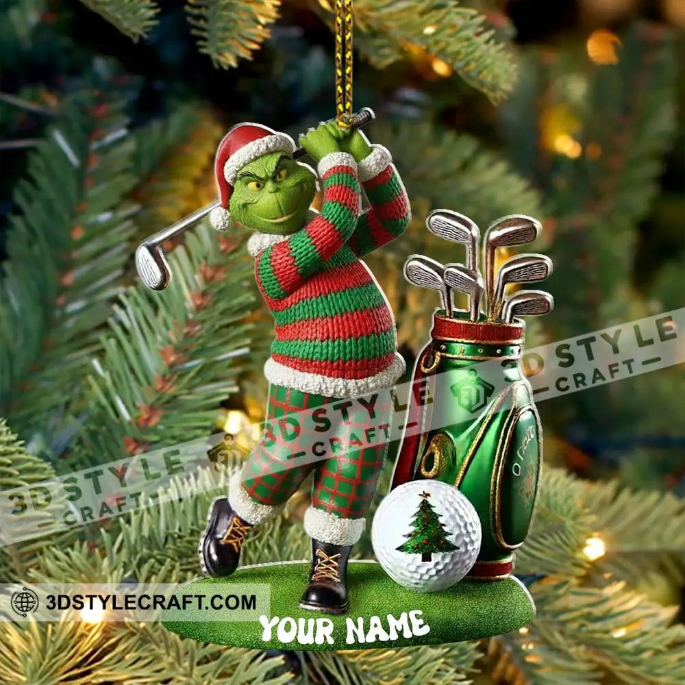 Grinch Golf Christmas Home Decor Christmas Ornament Personalized Ornament Ornament