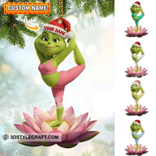 Grinch Yoga Home Decor Christmas Ornament Personalized Ornament 3.54’’ / 1 Ornament Ornament