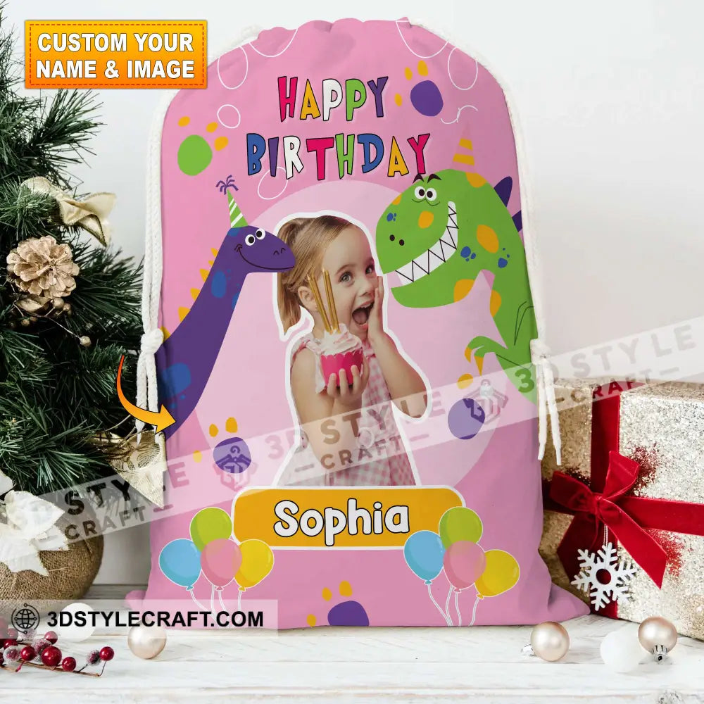 Happy Birthday Dinosaur String Bag Personalized Christmas