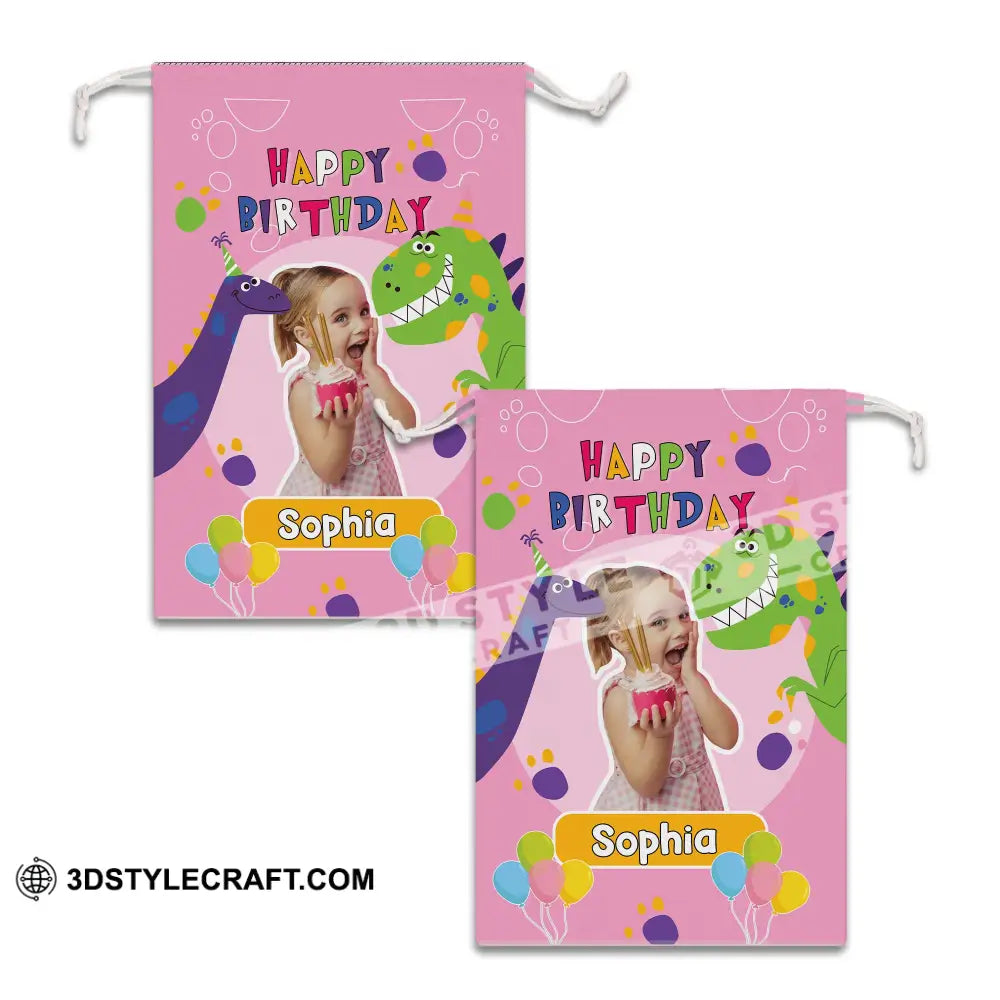 Happy Birthday Dinosaur String Bag Personalized Christmas