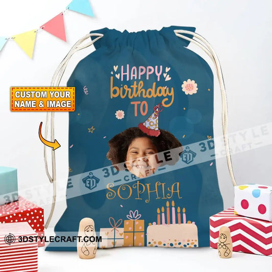 Happy Birthday Gift Custom Photo And Text Personalized String Bag 13X15 In - 33X39 Cm