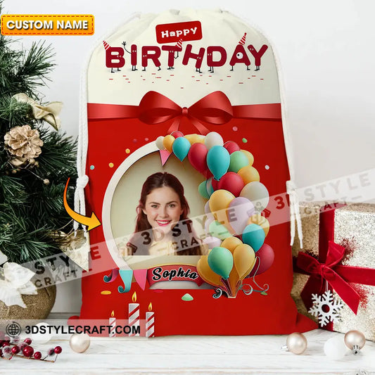 Happy Birthday Red Box String Bag Personalized Christmas 13X15 In - 33X39 Cm