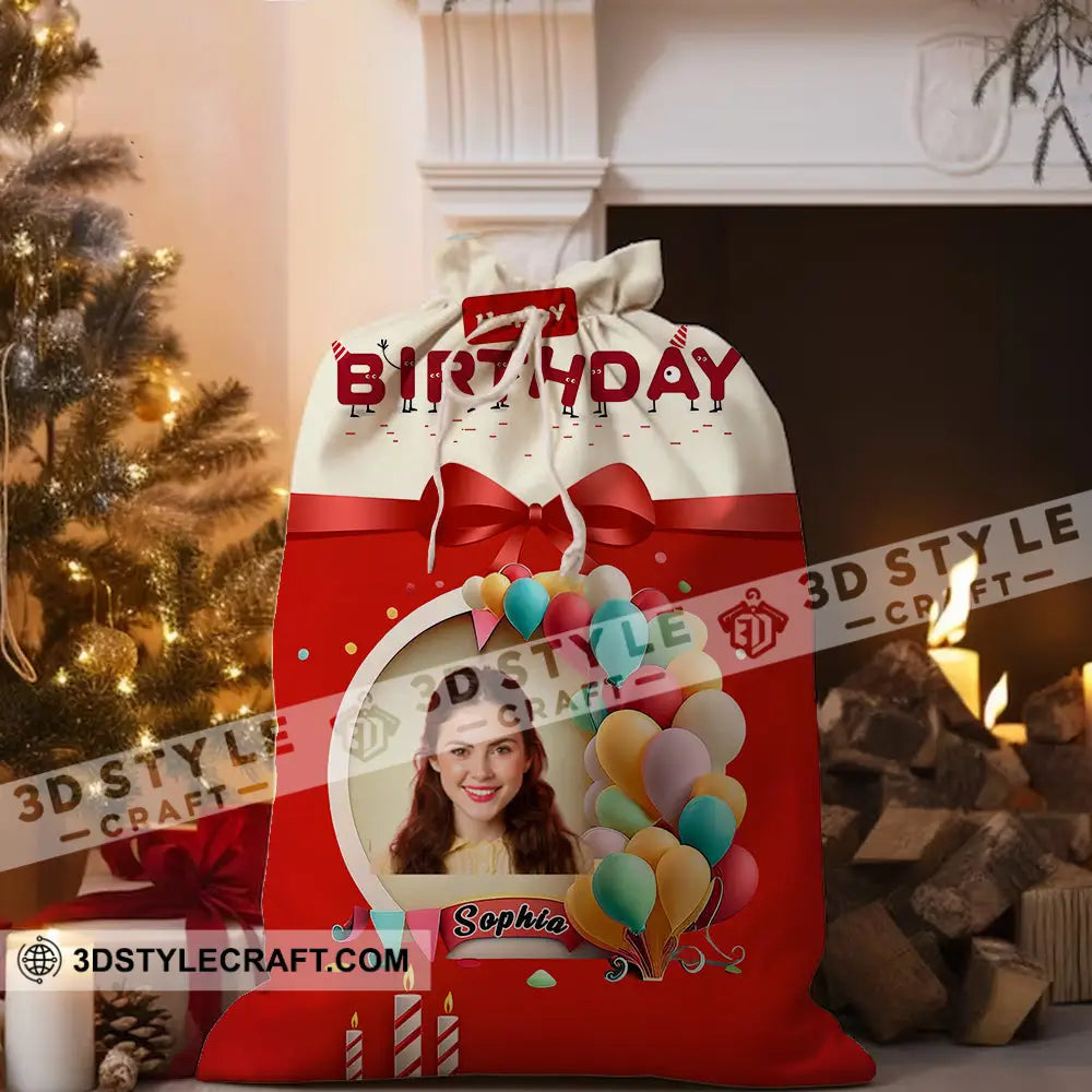 Happy Birthday Red Box String Bag Personalized Christmas