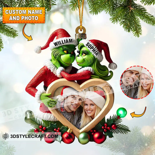 Heart Photo Couple Elf Home Decor Christmas Ornament Personalized 3.54’’ / 1