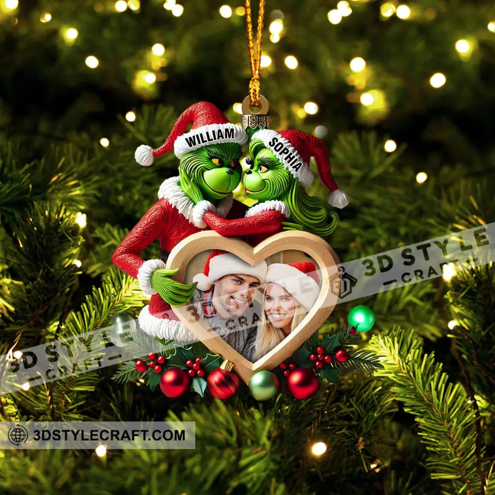 Heart Photo Couple Elf Home Decor Christmas Ornament Personalized