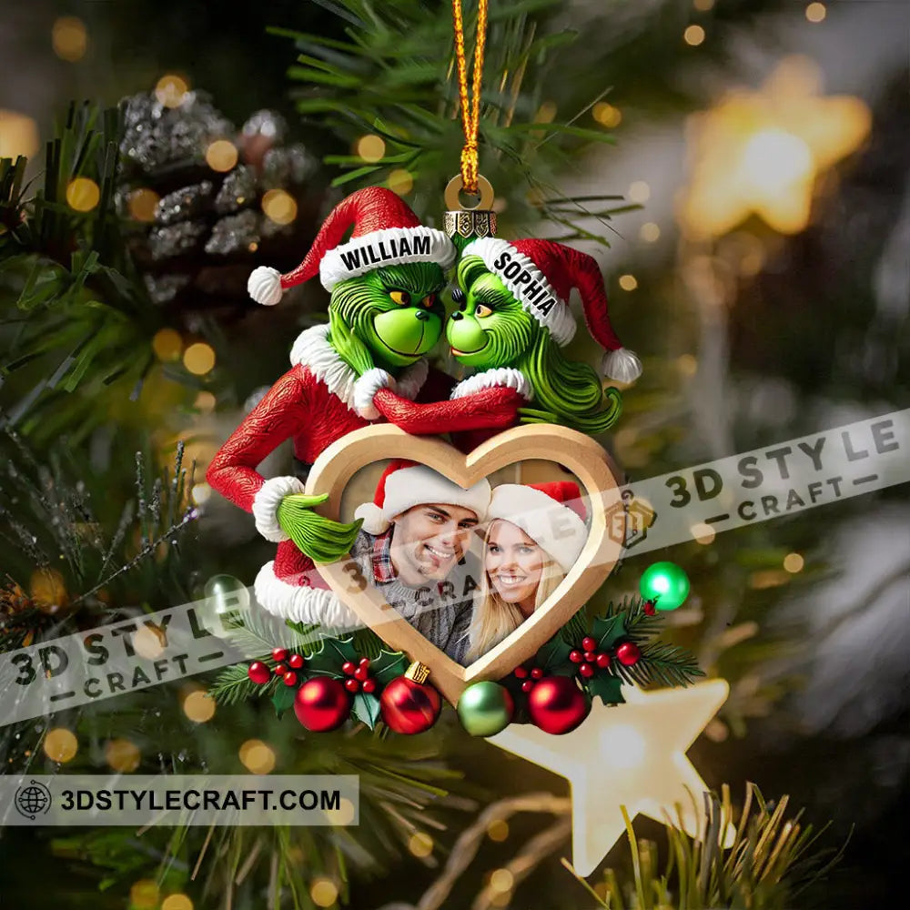 Heart Photo Couple Elf Home Decor Christmas Ornament Personalized