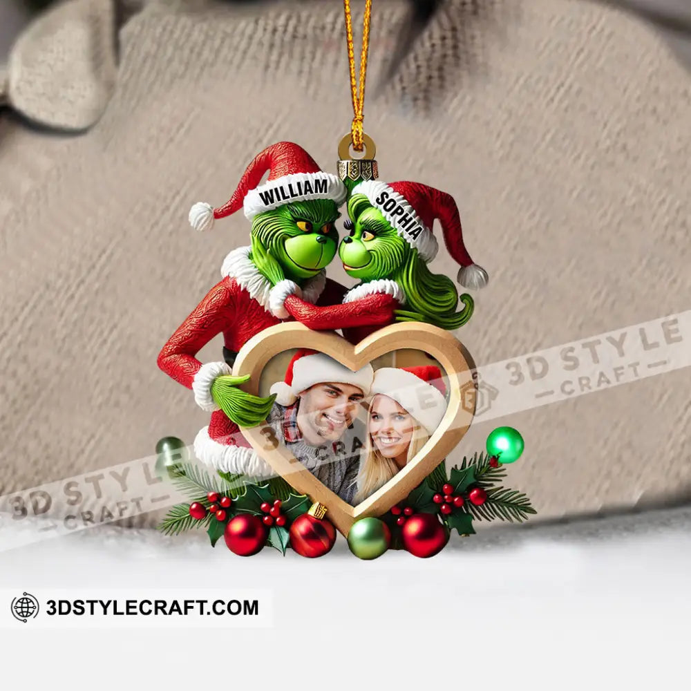 Heart Photo Couple Elf Home Decor Christmas Ornament Personalized