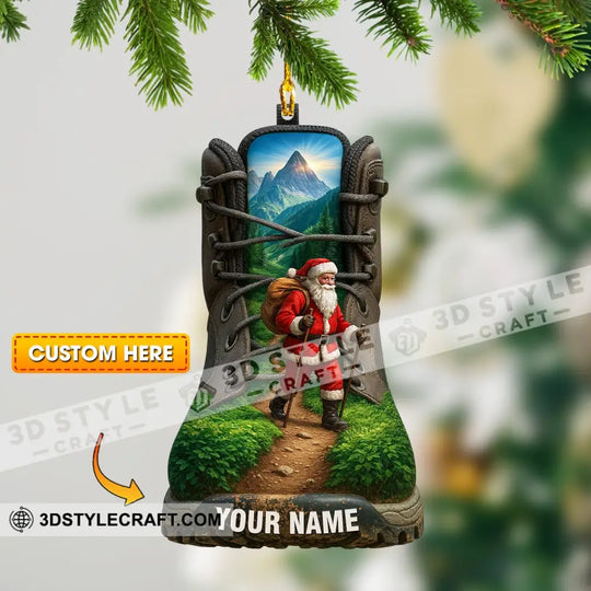 Hiking Santa Home Decor, Christmas Ornament, Personalized Ornament style option 1