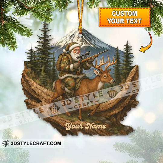 Hiking Santa, Home Decor, Christmas Ornament, Personalized Ornament style option 1
