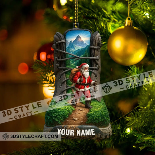 Hiking Santa Home Decor, Christmas Ornament, Personalized Ornament style option 4