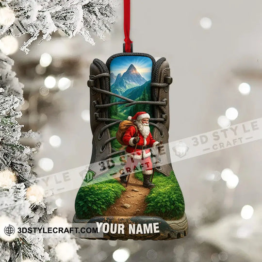 Hiking Santa Home Decor, Christmas Ornament, Personalized Ornament style option 3