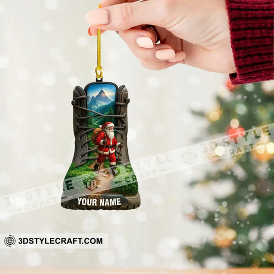 Hiking Santa Home Decor, Christmas Ornament, Personalized Ornament style option 2