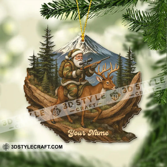 Hiking Santa, Home Decor, Christmas Ornament, Personalized Ornament style option 3