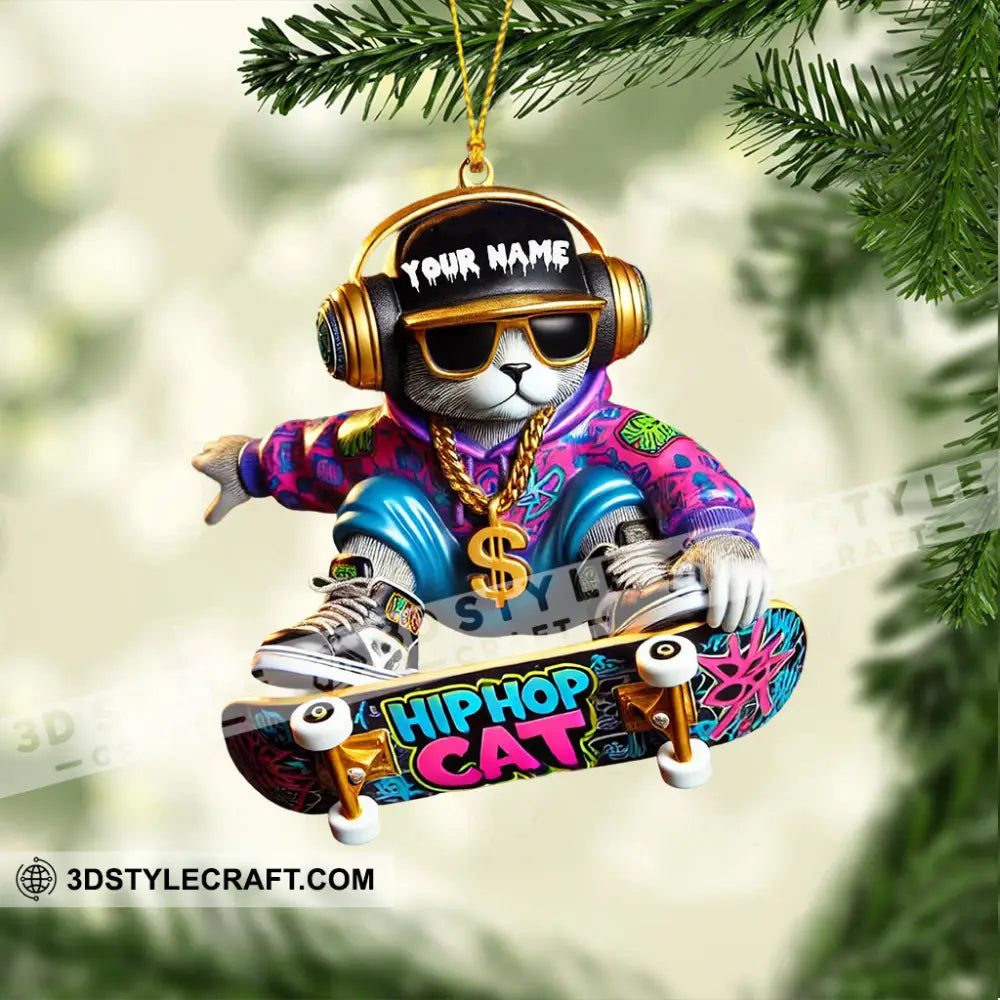 Hip Hop Cat Home Decor Christmas Ornament Personalized