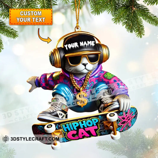 Hip Hop Cat Home Decor Christmas Ornament Personalized 3.54’’ / 1