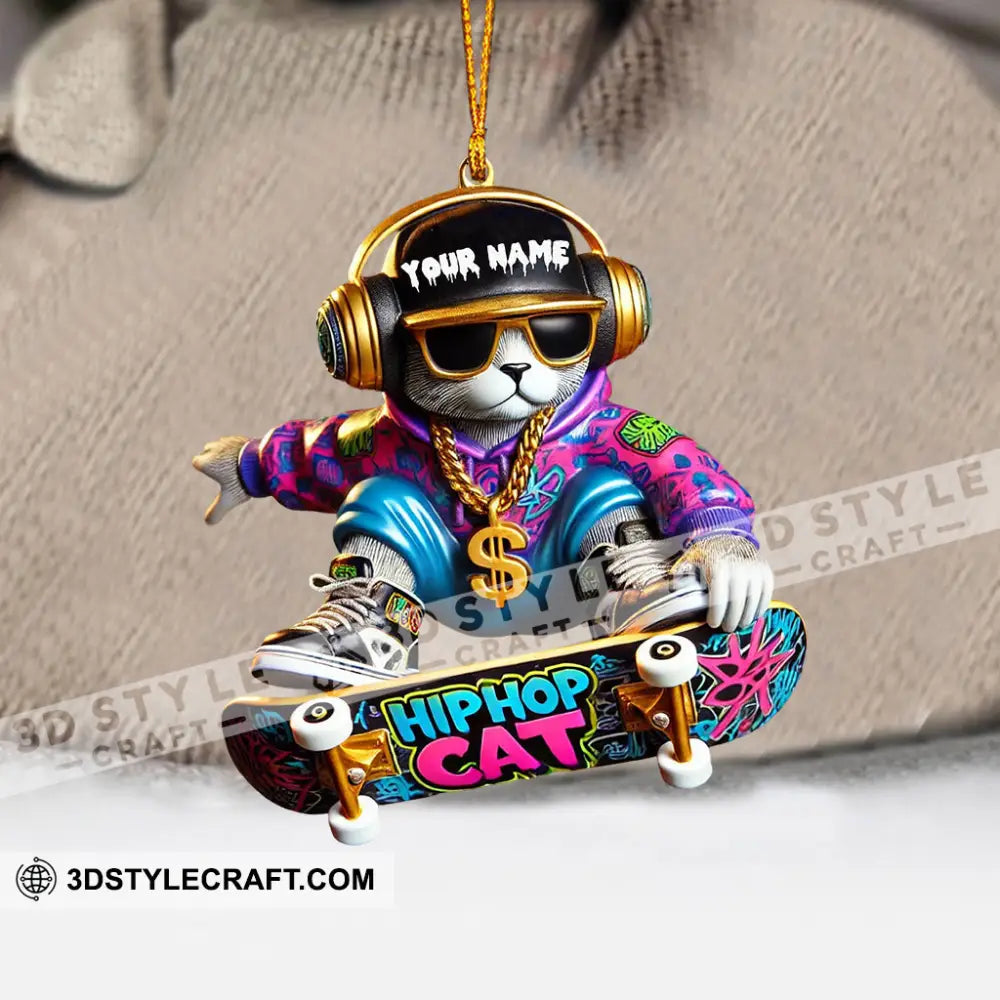 Hip Hop Cat Home Decor Christmas Ornament Personalized