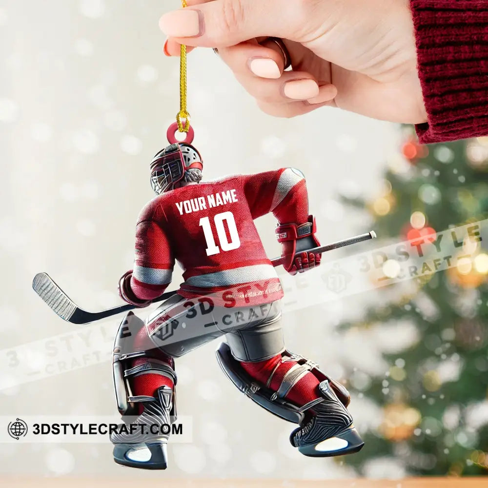 Hockey Player Christmas Ornament Personalized