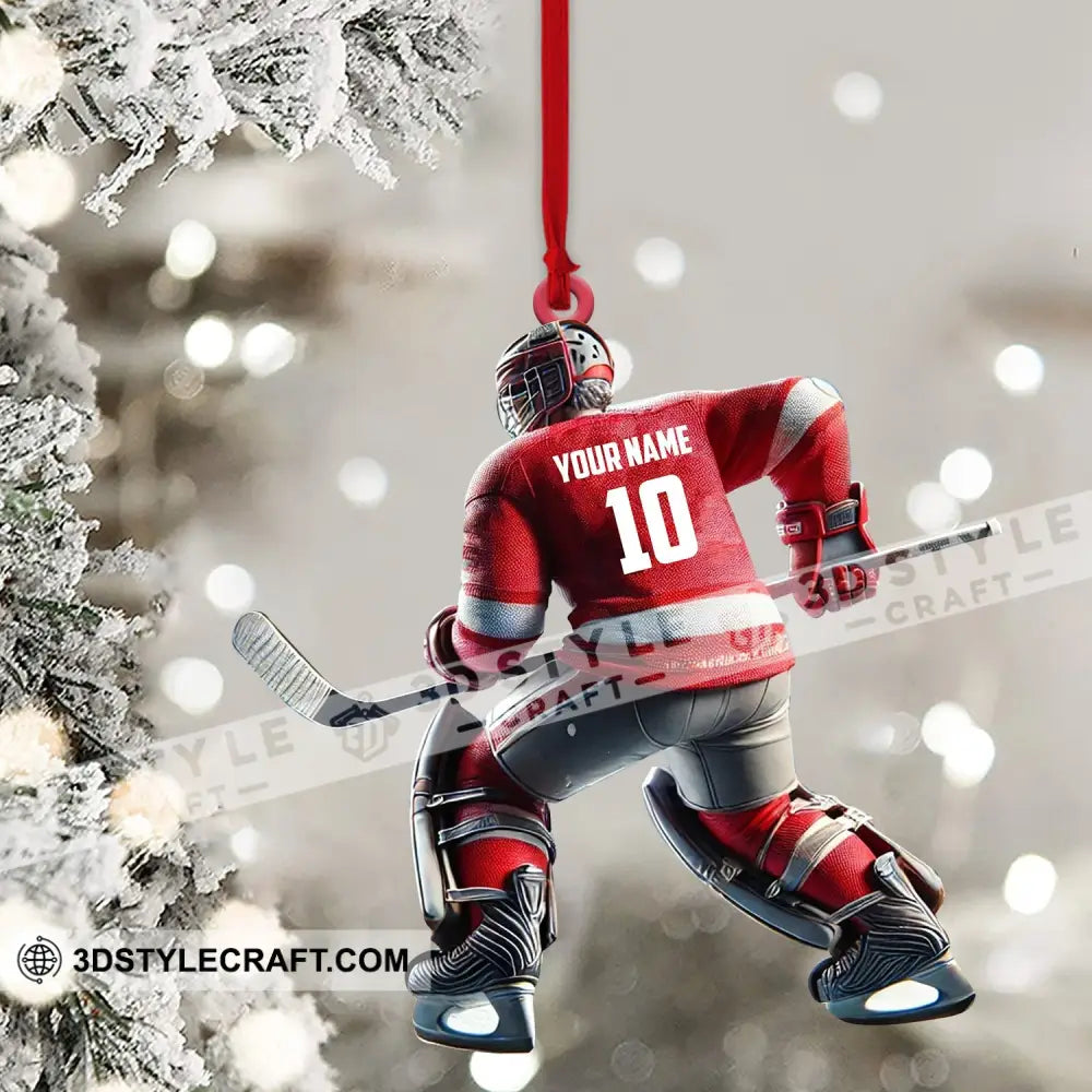 Hockey Player Christmas Ornament Personalized