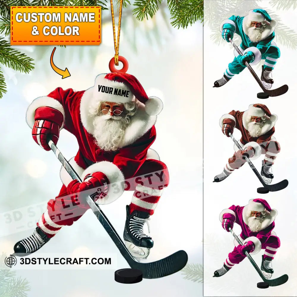 Hockey Santa Pose Christmas Ornament Personalized 3.54’’ / 1