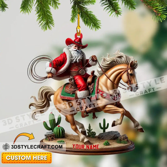 Horse Riding Santa, Home Decor, Christmas Ornament, Personalized Ornament style option 1