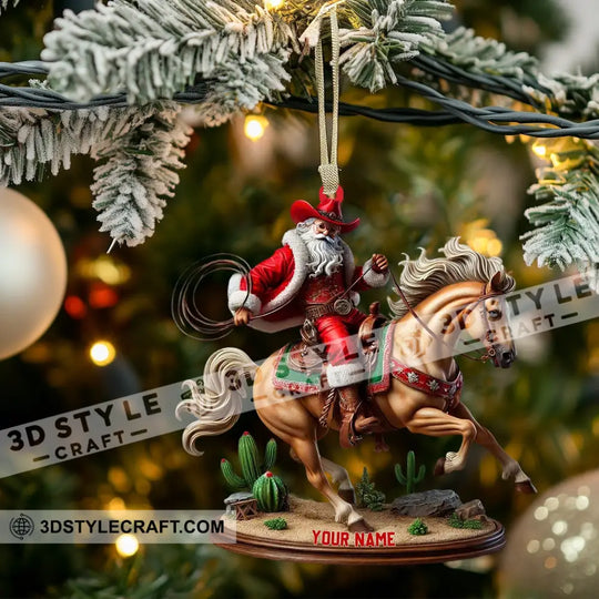 Horse Riding Santa, Home Decor, Christmas Ornament, Personalized Ornament style option 3