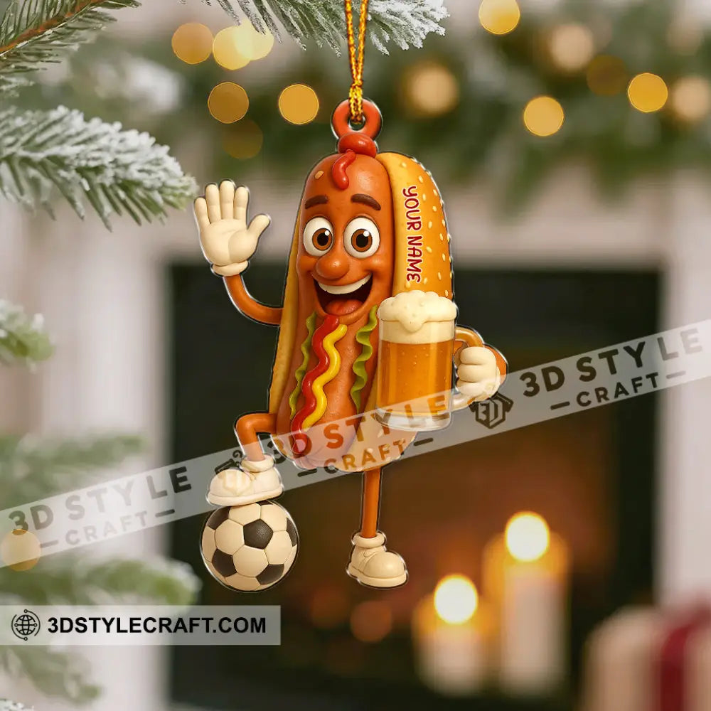 Hotdog And Beer Home Decor Christmas Ornament Personalized Ornament Ornament