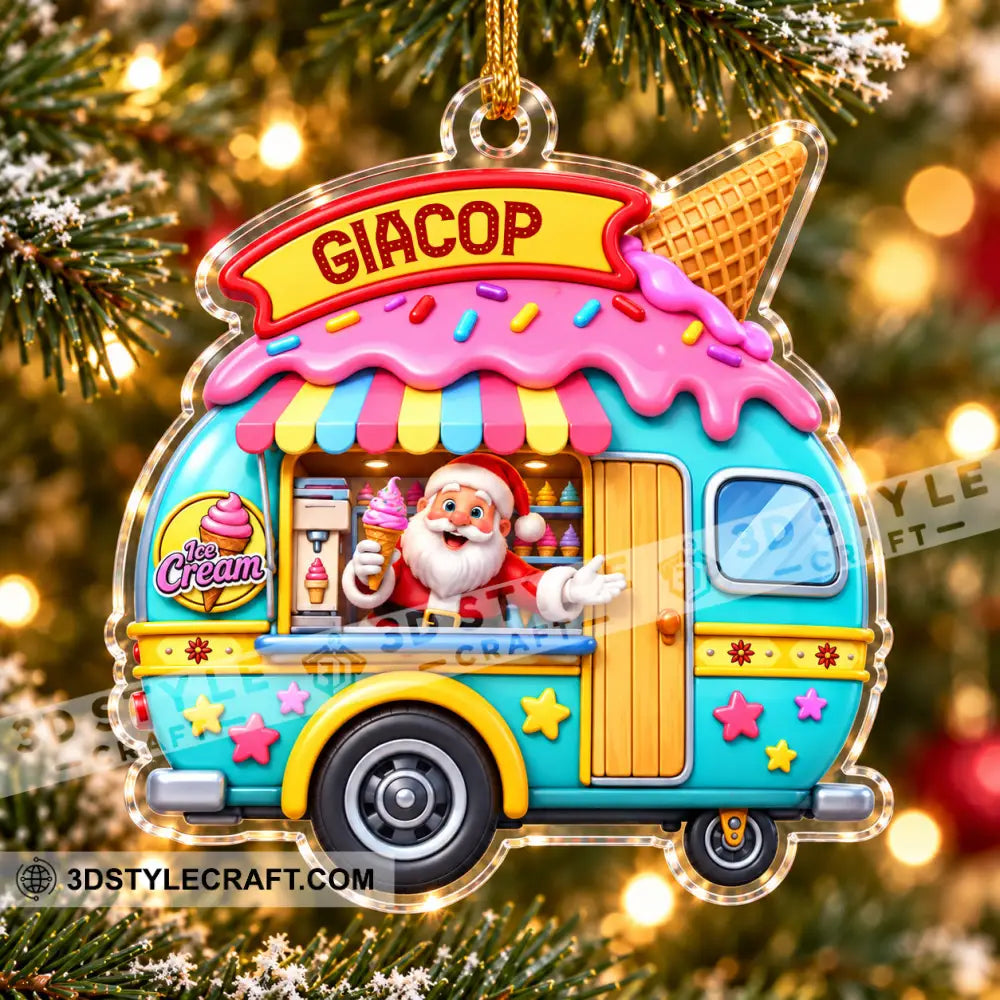 Ice Cream Santa Home Decor Christmas Ornament Personalized Ornament - Ornament