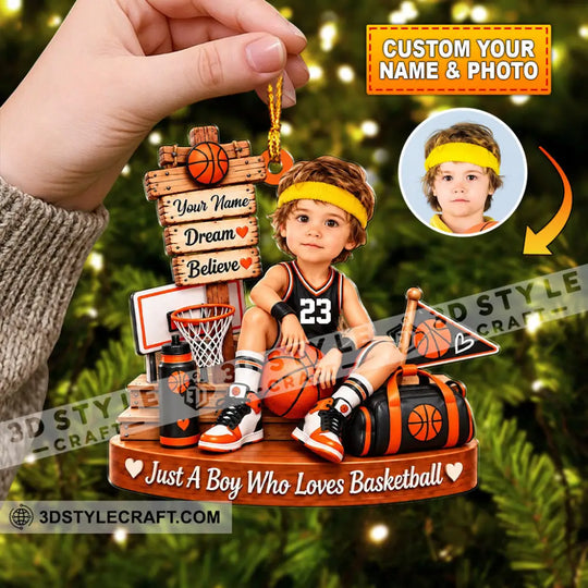 Just A Boy Who Loves Basketball Home Decor, Christmas Ornament, Personalized Ornament style option 1