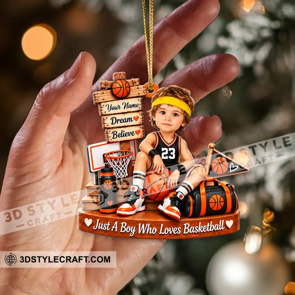 Just A Boy Who Loves Basketball Home Decor Christmas Ornament Personalized Ornament - Ornament