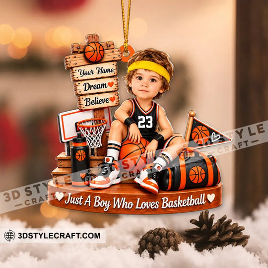 Just A Boy Who Loves Basketball Home Decor, Christmas Ornament, Personalized Ornament style option 2