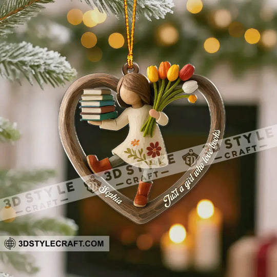 Just A Girl Who Loves Book Christmas Home Decor, Christmas Ornament, Personalized Ornament style option 4
