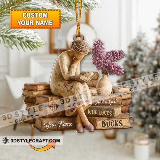 Just A Girl Who Loves Books Home Decor, Christmas Ornament, Personalized Ornament style option 1
