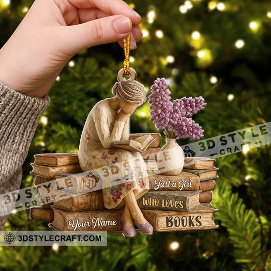 Just A Girl Who Loves Books Home Decor, Christmas Ornament, Personalized Ornament style option 2