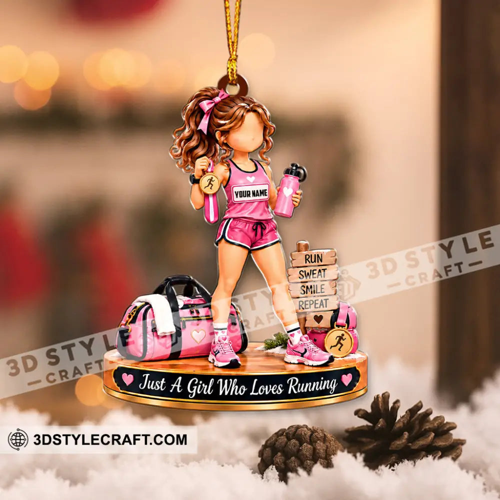 Just A Girl Who Loves Running Home Decor Christmas Ornament Personalized Ornament - Ornament